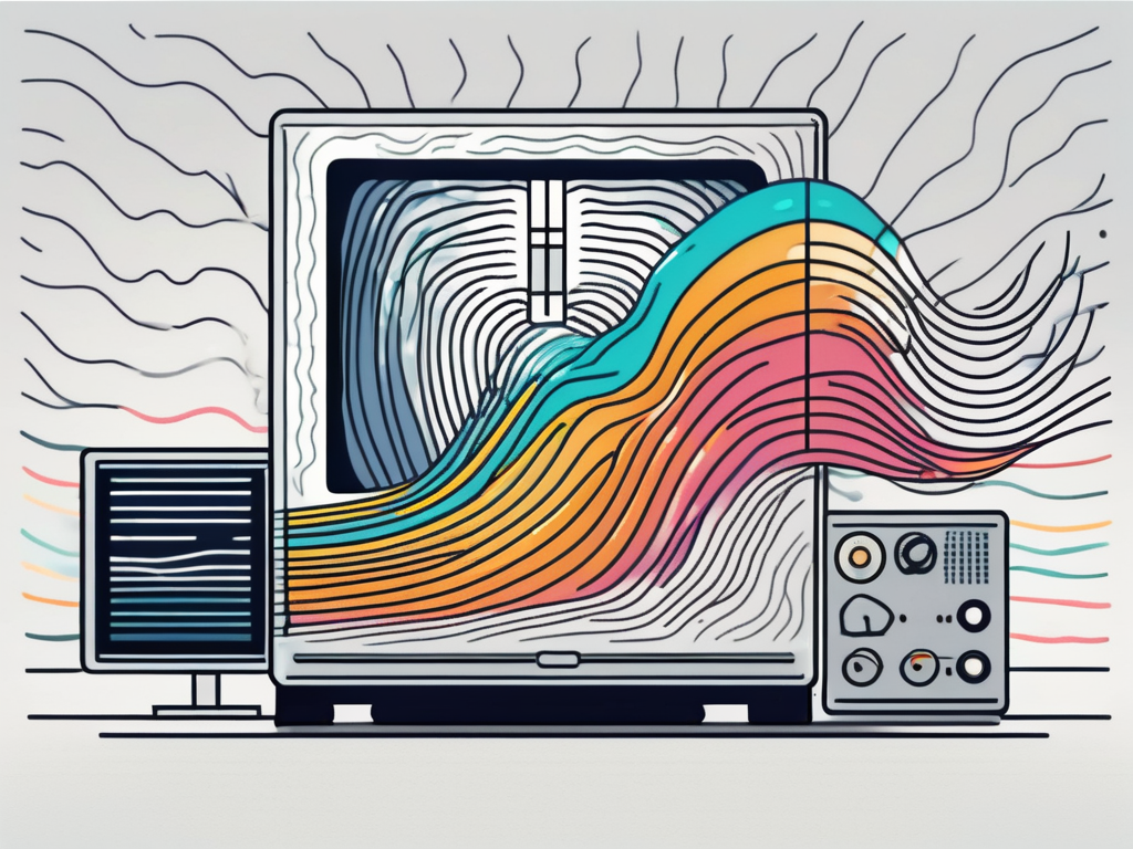 An fmri machine with colorful waves emanating from it