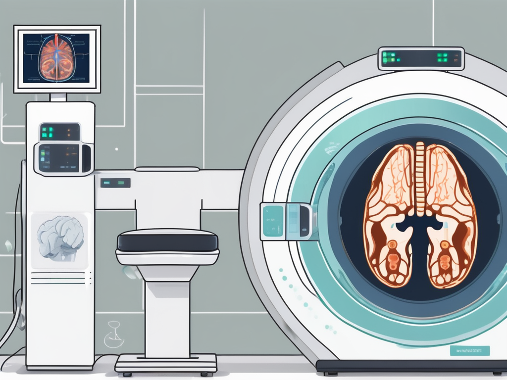 A pet scanner and an fmri machine side by side