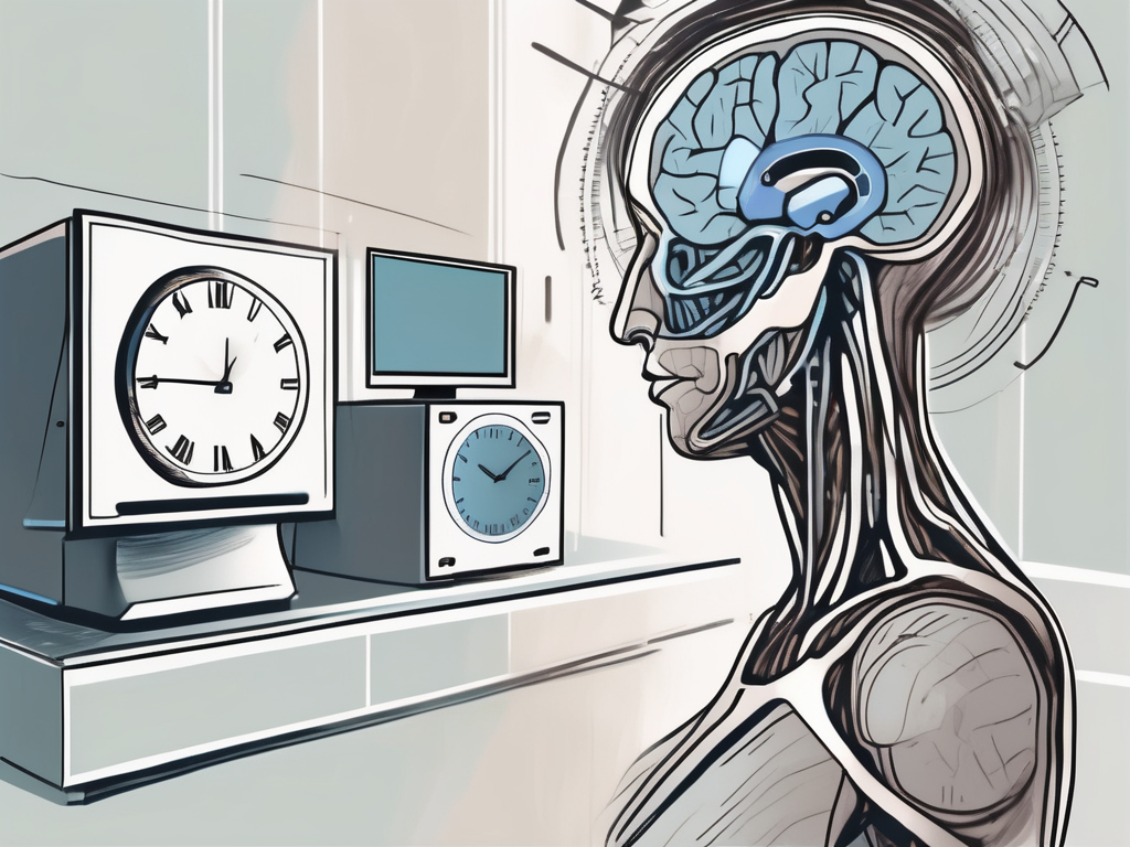 An fmri machine with a clock or timer nearby to signify the passage of time