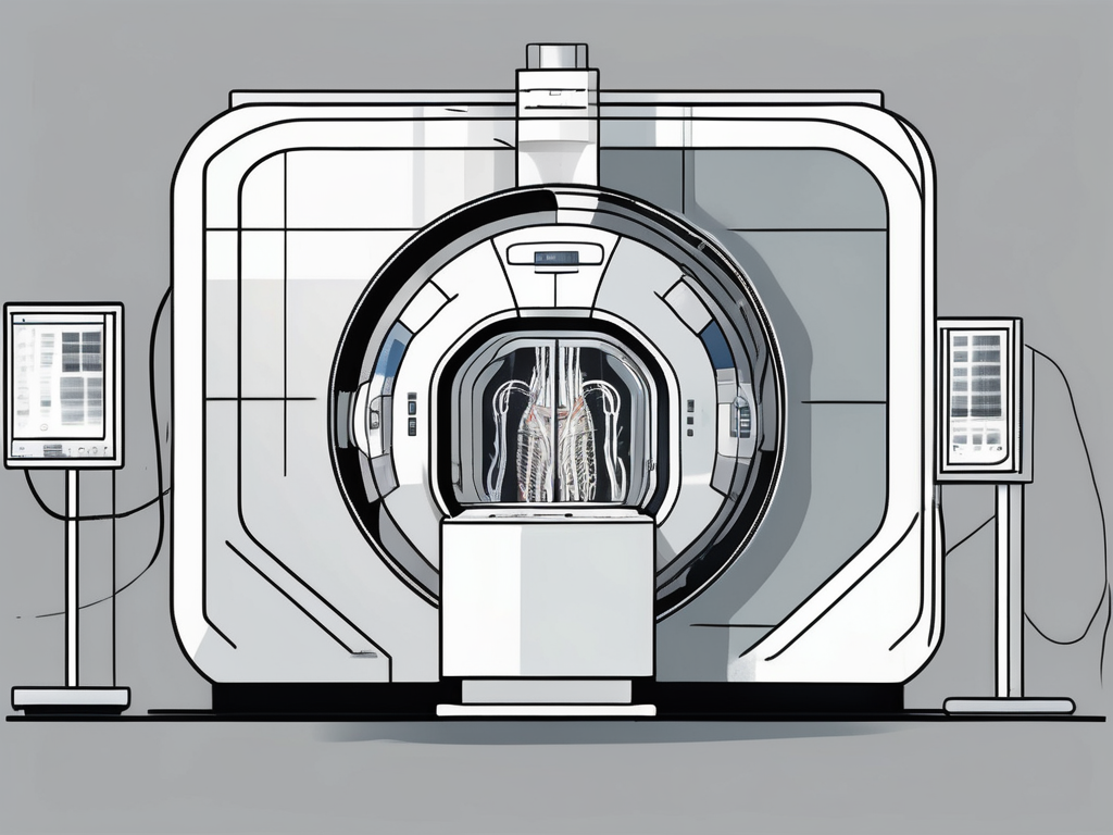 An fmri machine with a visible measurement scale