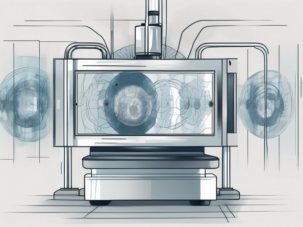 An fmri machine with a series of blurred images representing the slow capture rate