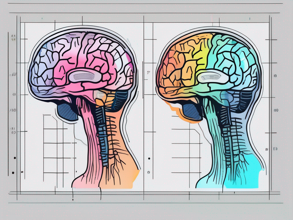 A brain scan image produced by an fmri machine with different color-coded areas indicating various stimuli